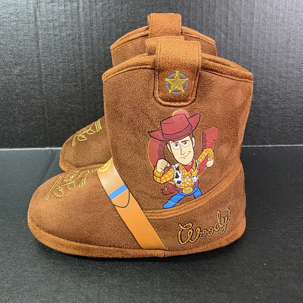 Disney Toy Story Woody Cowboy Boot Slippers Kids Size 11-12 Brown